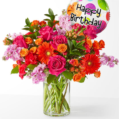 Fiesta Bouquet with Birthday Balloon